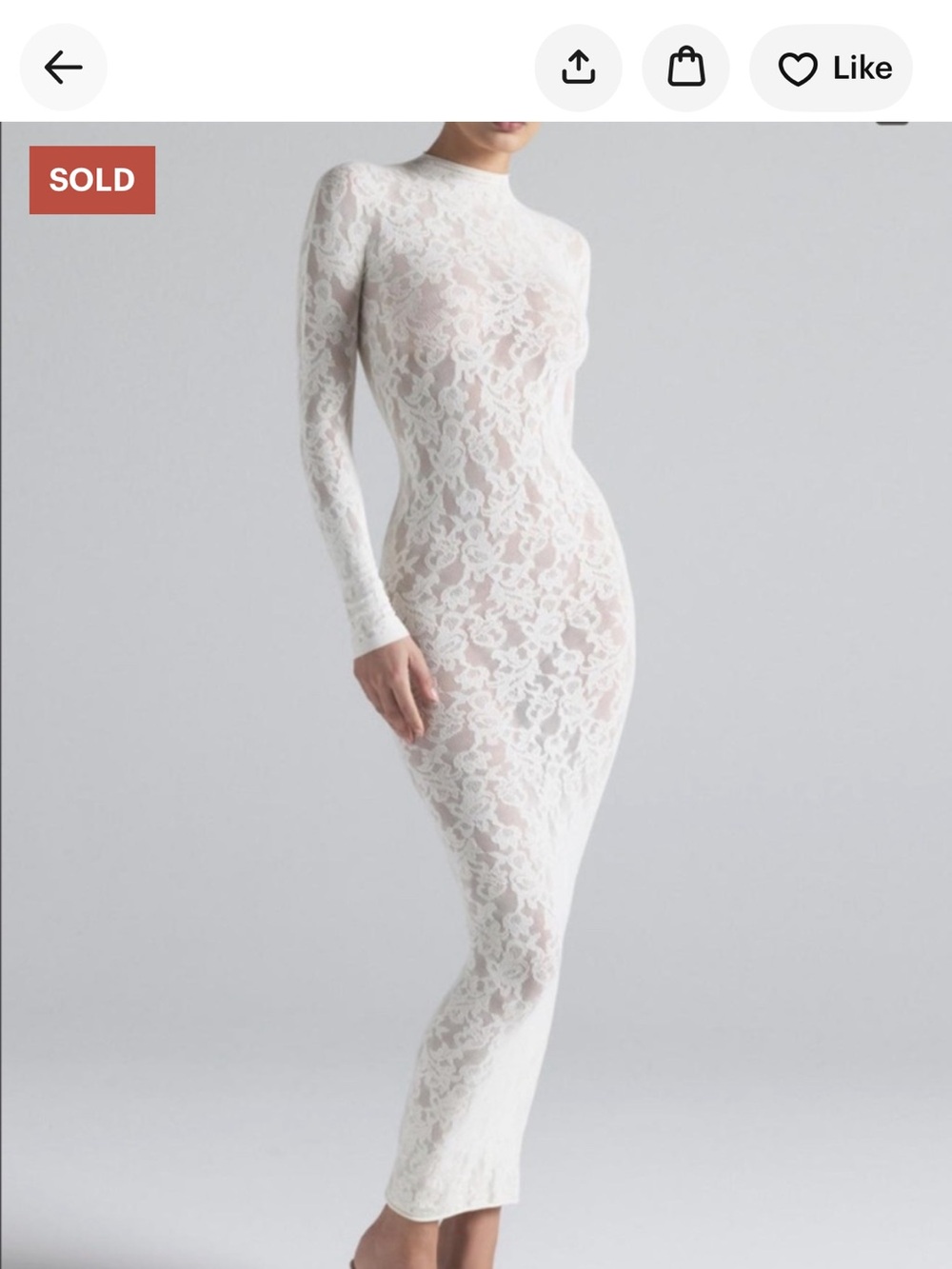 SKIMS Knit Lace Mock Neck Dress XXS